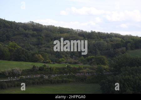 Fabio Ferrari/LaPresse 14. Oktober 2020 Italien Sport Cycling Giro d'Italia 2020 - Ausgabe 103th - Etappe 11 - von Porto Sant'Elpidio nach Rimini im Bild: Während des Rennens Stockfoto