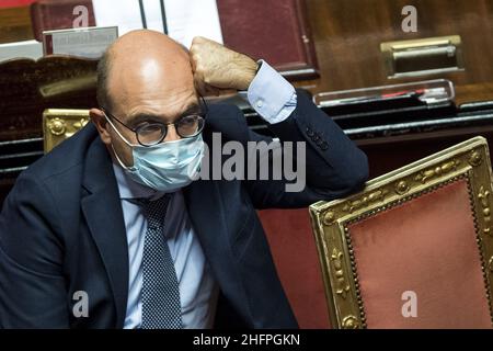 Roberto Monaldo / LaPresse 14-10-2020 Senat von Rom (Italien) - Aktualisierung des Wirtschafts- und Finanzdokuments von 2020 im Bild Antonio Misiani Stockfoto