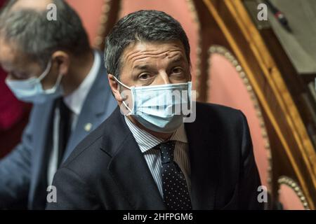 Roberto Monaldo / LaPresse 14-10-2020 Senat von Rom (Italien) - Aktualisierung des Wirtschafts- und Finanzdokuments von 2020 im Bild Matteo Renzi Stockfoto