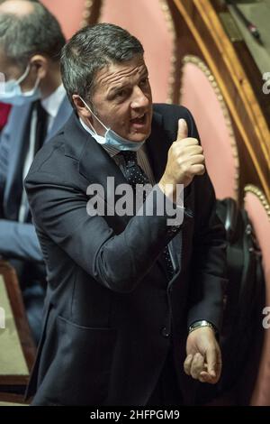 Roberto Monaldo / LaPresse 14-10-2020 Senat von Rom (Italien) - Aktualisierung des Wirtschafts- und Finanzdokuments von 2020 im Bild Matteo Renzi Stockfoto