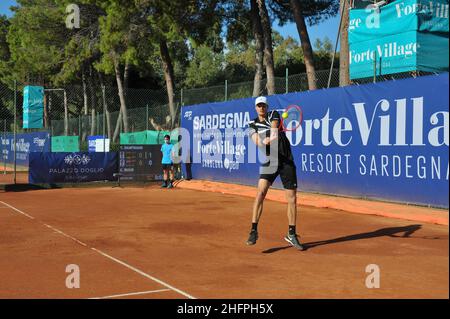 Alessandro Tocco/LaPresse 15. Oktober 2020 Santa Margherita di Pula, Cagliari (Italien) Sport Tennis Tennis, Forte Village Sardegna im Bild geöffnet: Yannick Hanfmann Stockfoto