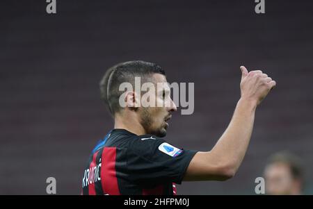 LaPresse - Spada Oktober 17 , 2020 Mailand ( Italien ) Sport Soccer A.C. Mailand- Saison 2020-2021 - Serie A Inter vs AC Mailand im Bild: rade Crunic Stockfoto
