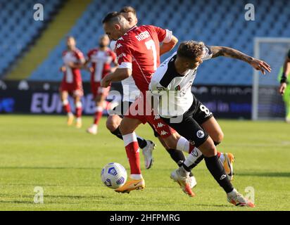 Marco Bucco/LaPresse 18. Oktober 2020 Cesena , Italien Sportfußball Spezia vs Fiorentina - Italienische Fußballmeisterschaft Liga A Tim 2020/2021 - Orogel Stadium Dino Manuzzi. Im Bild: Franck Ribery fordert Matteo Ricci heraus Stockfoto