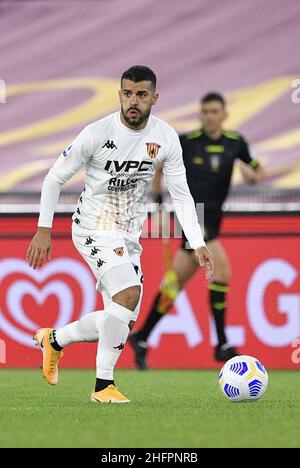 Fabrizio Corradetti / LaPresse Oktober 18st 2020 Rom, Italien Sport Soccer Roma vs Lazio - Italienische Fußball-Liga A Tim 2018/2019 - Olimpico-Stadion. Im Bild: Iago Falque (Benevento) Stockfoto