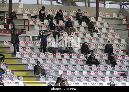 Marco Bucco/LaPresse 18. Oktober 2020 Cesena , Italien Sportfußball Spezia vs Fiorentina - Italienische Fußballmeisterschaft Liga A Tim 2020/2021 - Orogel Stadium Dino Manuzzi. Im Bild: Anhänger von Spezia Stockfoto