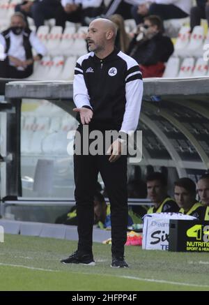 Marco Bucco/LaPresse 18. Oktober 2020 Cesena , Italien Sportfußball Spezia vs Fiorentina - Italienische Fußballmeisterschaft Liga A Tim 2020/2021 - Orogel Stadium Dino Manuzzi. Im Bild: Spezia-Trainer Vincenzo Italiano Stockfoto