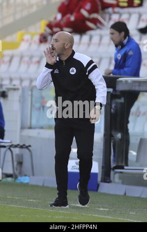 Marco Bucco/LaPresse 18. Oktober 2020 Cesena , Italien Sportfußball Spezia vs Fiorentina - Italienische Fußballmeisterschaft Liga A Tim 2020/2021 - Orogel Stadium Dino Manuzzi. Im Bild: Spezia-Trainer Vincenzo Italiano Stockfoto