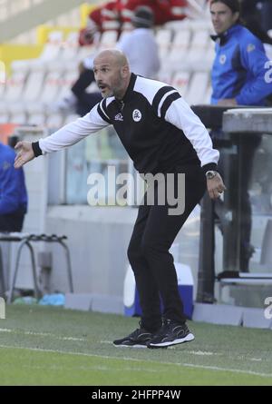 Marco Bucco/LaPresse 18. Oktober 2020 Cesena , Italien Sportfußball Spezia vs Fiorentina - Italienische Fußballmeisterschaft Liga A Tim 2020/2021 - Orogel Stadium Dino Manuzzi. Im Bild: Spezia-Trainer Vincenzo Italiano Stockfoto