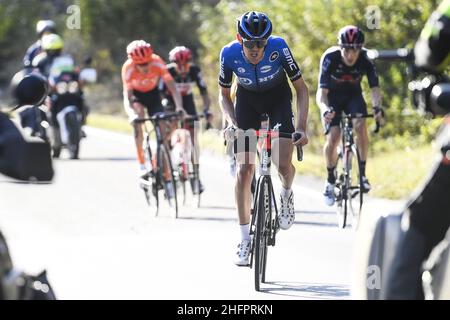 Fabio Ferrari/LaPresse 21. Oktober 2020 Italien Sport Cycling Giro d'Italia 2020 - Ausgabe 103th - Etappe 17 - von Bassano del Grappa bis Madonna di Campiglio im Bild: Ben O'Connor (NTT Pro Cycling Team) Sieger des Rennens Stockfoto