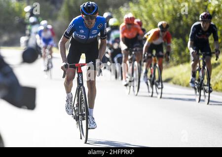 Fabio Ferrari/LaPresse 21. Oktober 2020 Italien Sport Cycling Giro d'Italia 2020 - Ausgabe 103th - Etappe 17 - von Bassano del Grappa bis Madonna di Campiglio im Bild: Ben O'Connor (NTT Pro Cycling Team) Sieger des Rennens Stockfoto