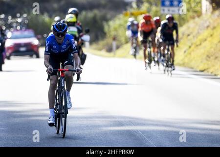 Fabio Ferrari/LaPresse 21. Oktober 2020 Italien Sport Cycling Giro d'Italia 2020 - Ausgabe 103th - Etappe 17 - von Bassano del Grappa bis Madonna di Campiglio im Bild: Ben O'Connor (NTT Pro Cycling Team) Sieger des Rennens Stockfoto