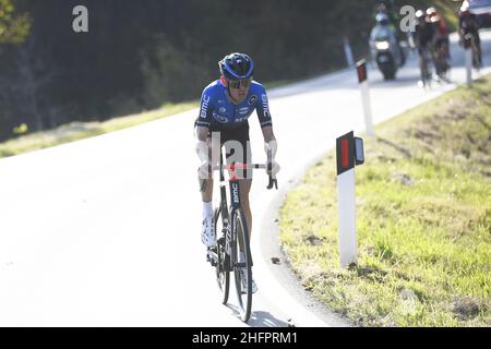 Fabio Ferrari/LaPresse 21. Oktober 2020 Italien Sport Cycling Giro d'Italia 2020 - Ausgabe 103th - Etappe 17 - von Bassano del Grappa bis Madonna di Campiglio im Bild: Ben O'Connor (NTT Pro Cycling Team) Sieger des Rennens Stockfoto