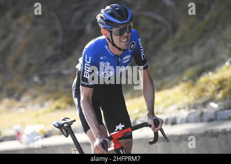 Fabio Ferrari/LaPresse 21. Oktober 2020 Italien Sport Cycling Giro d'Italia 2020 - Ausgabe 103th - Etappe 17 - von Bassano del Grappa bis Madonna di Campiglio im Bild: Ben O'Connor (NTT Pro Cycling Team) Sieger des Rennens Stockfoto