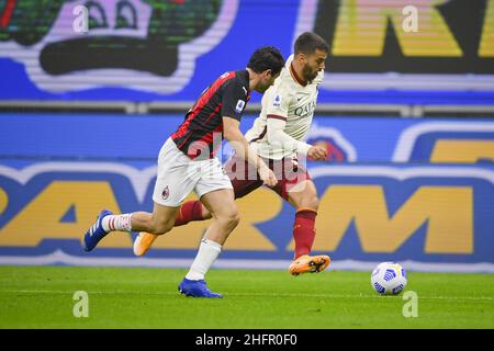 Fabio Rossi/AS Roma/LaPresse 26/10/2020 Mailand (Italien) Sport Soccer Mailand-Roma Italienische Fußball-Meisterschaft Liga Serie A Tim 2020/2021 - Stadio San Siro im Bild: Spinazzola Stockfoto