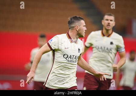 Fabio Rossi/AS Roma/LaPresse 26/10/2020 Mailand (Italien) Sport Soccer Mailand-Roma Italienische Fußball-Meisterschaft Liga Serie A Tim 2020/2021 - Stadio San Siro im Bild: As Roma feiert Stockfoto