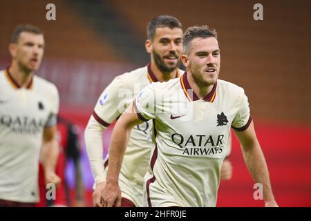 Fabio Rossi/AS Roma/LaPresse 26/10/2020 Mailand (Italien) Sport Soccer Mailand-Roma Italienische Fußball-Meisterschaft Liga Serie A Tim 2020/2021 - Stadio San Siro im Bild: As Roma feiert Stockfoto