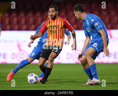 Alessandro Garofalo/LaPresse 28. Oktober 2020 Benevento, Italien Fußball-Sport Benevento vs Empoli - Italienischer Pokal 2020/2021 - Ciro Vigorito Stadion. Im Bild: Marco Sau Benevento Stockfoto