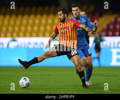 Alessandro Garofalo/LaPresse 28. Oktober 2020 Benevento, Italien Fußball-Sport Benevento vs Empoli - Italienischer Pokal 2020/2021 - Ciro Vigorito Stadion. Im Bild: Marco Sau Benevento Stockfoto