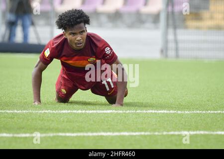 Fabio Rossi/AS Roma/LaPresse 01/11/2020 Rom (Italien) Sport Soccer Roma-Juventus Campionato Primavera 1 2020/21 - Campo Agostino Di Bartolomei im Bild: Ruben Providence Stockfoto