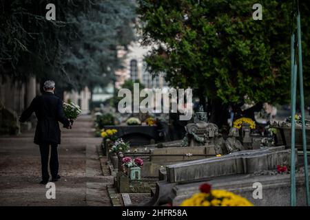 Claudio Furlan - LaPresse 02 November 2020 Mailand (Italien) News Enthüllung der Zeremonie der Grabsteine, die den neuen verdienstvollen Mitgliedern des Famedio gewidmet sind, und des Jahrestages des Todes auf dem Friedhof Monumental Stockfoto