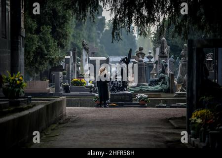 Claudio Furlan - LaPresse 02 November 2020 Mailand (Italien) News Enthüllung der Zeremonie der Grabsteine, die den neuen verdienstvollen Mitgliedern des Famedio gewidmet sind, und des Jahrestages des Todes auf dem Friedhof Monumental Stockfoto