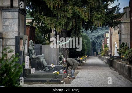 Claudio Furlan - LaPresse 02 November 2020 Mailand (Italien) News Enthüllung der Zeremonie der Grabsteine, die den neuen verdienstvollen Mitgliedern des Famedio gewidmet sind, und des Jahrestages des Todes auf dem Friedhof Monumental Stockfoto