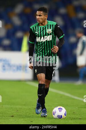 Alessandro Garofalo/LaPresse 01. November 2020 Neapel, Italien Sportfußball Napoli vs Sassuolo - Italienische Fußballmeisterschaft League A Tim 2020/2021 - San Paolo Stadion. Im Bild: Rogerio Sassuolo Stockfoto