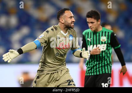 Alessandro Garofalo/LaPresse 01. November 2020 Neapel, Italien Sportfußball Napoli vs Sassuolo - Italienische Fußballmeisterschaft League A Tim 2020/2021 - San Paolo Stadion. Im Bild: David Ospina Napoli Stockfoto