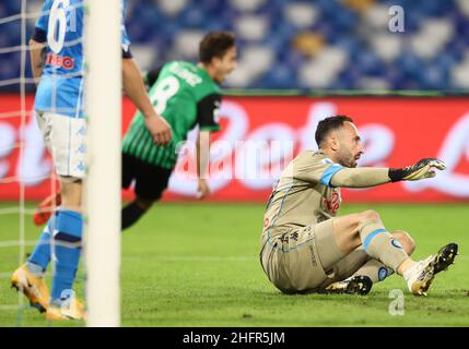 Alessandro Garofalo/LaPresse 01. November 2020 Neapel, Italien Sportfußball Napoli vs Sassuolo - Italienische Fußballmeisterschaft League A Tim 2020/2021 - San Paolo Stadion. Im Bild: David Ospina Napoli Stockfoto