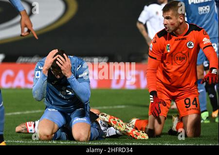 Massimo Paolone/LaPresse 21. November 2020 Cesena, Italien Sportfußball Spezia vs Atalanta - Italienische Fußballmeisterschaft League A Tim 2020/2021 - Stadion Dino Manuzzi im Bild: Robin Gosens (Atalanta Bergamasca Calcio) ist verzweifelt Stockfoto