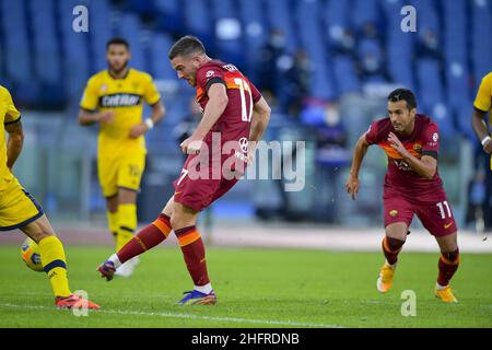 Fabio Rossi/AS Roma/LaPresse 22/11/2020 Rom (Italien) Sport Soccer Roma-Parma Italienische Fußballmeisterschaft Liga Serie A Tim 2020/2021 - Olympiastadion im Bild: Veretout Stockfoto