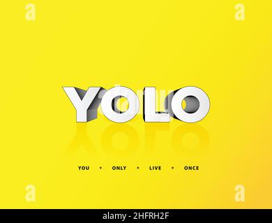 YOLO You Only Live Once Bright Sketch Phrase Youth Tagline Motto Poster Minimal Background Card Flyer Stock Vektor