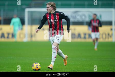 LaPresse - Spada November 29 , 2020 Mailand ( Italien ) Sport Soccer A.C. Mailand- Saison 2020-2021 - Serie A Mailand vs Fiorentina im Bild: hauge Stockfoto