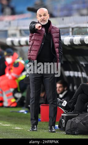 Foto LaPresse - Tano Pecoraro06 12 2020 Genova - (Italia)Sport CalcioSampdoria vs MilanCampionato di Calcio Serie A Tim 2020/2021 - Stadio "Luigi Ferraris"nella foto: PioliPhoto LaPresse - Tano Pecoraro06. Dezember 2020 Stadt Genova - (Italien)Sport SoccerSampdoria vs MilanItalienische Fußball-Liga A Tim 2020/2021 - "Luigi Ferraris" Stadion im Bild: pioli Stockfoto