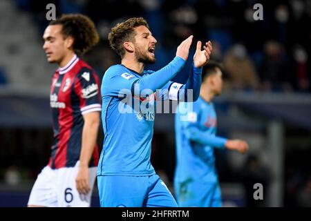 Bologna, Italien. 17th Januar 2022. Glück der Dries Mertens (Napoli) während Bologna FC vs SSC Napoli, italienische Fußballserie Ein Spiel in Bologna, Italien, Januar 17 2022 Kredit: Unabhängige Fotoagentur/Alamy Live News Stockfoto