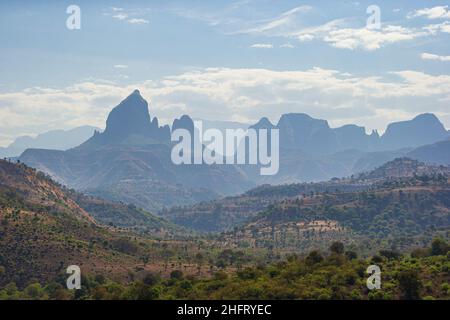 Landschaft Blick auf den Simien Mountains National Park im Norden Äthiopiens Stockfoto