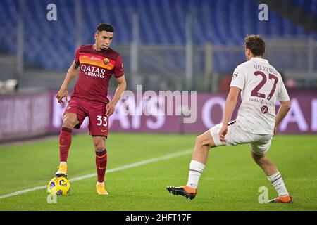 Fabio Rossi/AS Roma/LaPresse 17/12/2020 Rom (Italien) Sport Soccer Roma-Turin Italienische Fußballmeisterschaft Liga Serie A Tim 2020/2021 - Olympiastadion im Bild: Bruno Peres Stockfoto