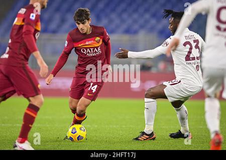 Fabio Rossi/AS Roma/LaPresse 17/12/2020 Rom (Italien) Sport Soccer Roma-Turin Italienische Fußball-Meisterschaft Liga Serie A Tim 2020/2021 - Olympiastadion im Bild: Villar, Meite Stockfoto