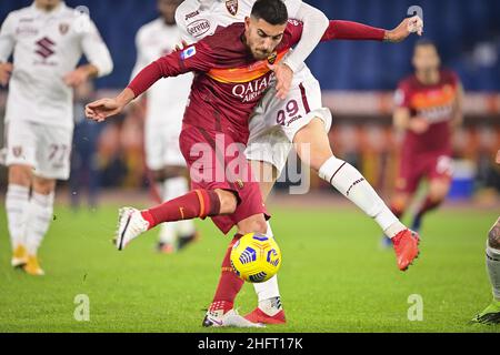 Fabio Rossi/AS Roma/LaPresse 17/12/2020 Rom (Italien) Sport Soccer Roma-Turin Italienische Fußball-Meisterschaft Liga Serie A Tim 2020/2021 - Olympiastadion im Bild: Lorenzo Pellegrini Stockfoto