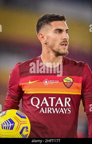 Fabio Rossi/AS Roma/LaPresse 17/12/2020 Rom (Italien) Sport Soccer Roma-Turin Italienische Fußball-Meisterschaft Liga Serie A Tim 2020/2021 - Olympiastadion im Bild: Lorenzo Pellegrini Stockfoto