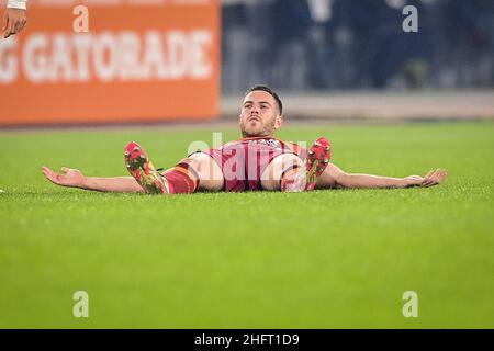 Fabio Rossi/AS Roma/LaPresse 17/12/2020 Rom (Italien) Sport Soccer Roma-Turin Italienische Fußballmeisterschaft Liga Serie A Tim 2020/2021 - Olympiastadion im Bild: Jordan Veretout Stockfoto