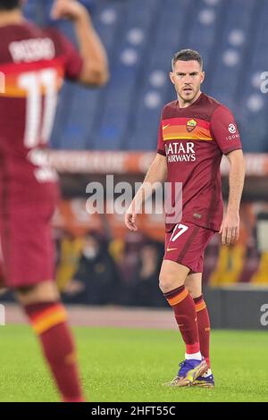 Fabio Rossi/AS Roma/LaPresse 23/12/2020 Rom (Italien) Sport Soccer Roma-Cagliari Italienische Fußballmeisterschaft League Serie A Tim 2020/2021 - Olympiastadion im Bild: Jordan Veretout Stockfoto