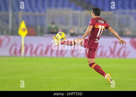 Fabio Rossi/AS Roma/LaPresse 23/12/2020 Rom (Italien) Sport Soccer Roma-Cagliari Italienische Fußballmeisterschaft League Serie A Tim 2020/2021 - Olympiastadion im Bild: Pedro Stockfoto