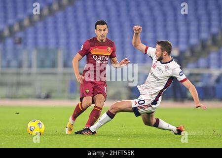 Fabio Rossi/AS Roma/LaPresse 23/12/2020 Rom (Italien) Sport Soccer Roma-Cagliari Italienische Fußballmeisterschaft League Serie A Tim 2020/2021 - Olympiastadion im Bild: Pedro Stockfoto