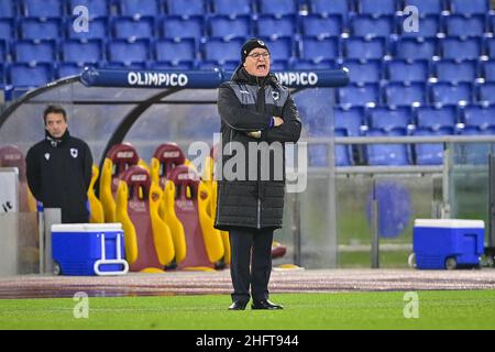 Fabio Rossi/AS Roma/LaPresse 03/01/2021 Rom (Italien) Sport Soccer Roma-Sampdoria Italienische Fußballmeisterschaft Liga Serie A Tim 2020/2021 - Olympiastadion im Bild: Claudio Ranieri Stockfoto