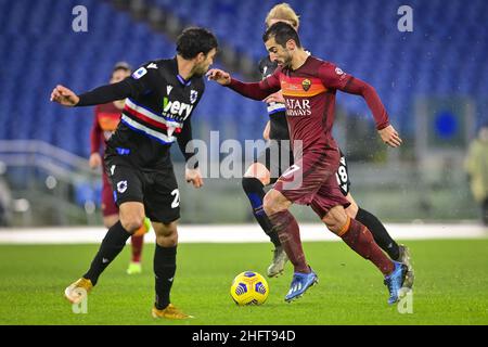 Fabio Rossi/AS Roma/LaPresse 03/01/2021 Rom (Italien) Sport Soccer Roma-Sampdoria Italienische Fußballmeisterschaft Liga Serie A Tim 2020/2021 - Olympiastadion im Bild: Henrikh Mkhitaryan Stockfoto