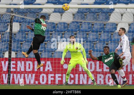 Fabrizio Zani,/LaPresse 6 Januar 2021 Reggio Emilia, Italien Sport Fußball Sassuolo vs Genua - Italienische Fußball-Meisterschaft Liga Serie A Tim 2020/21   Mapei Stadium im Bild: Tor Giacomo Raspadori Stockfoto