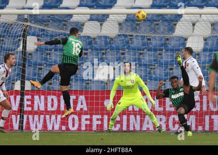 Fabrizio Zani,/LaPresse 6 Januar 2021 Reggio Emilia, Italien Sport Fußball Sassuolo vs Genua - Italienische Fußball-Meisterschaft Liga Serie A Tim 2020/21   Mapei Stadium im Bild: Tor Giacomo Raspadori Stockfoto