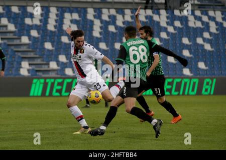 Fabrizio Zani,/LaPresse 6 Januar 2021 Reggio Emilia, Italien Sport Fußball Sassuolo vs Genua - Italienische Fußball-Meisterschaft Liga Serie A Tim 2020/21   Mapei Stadium im Bild: Mattia Destro Stockfoto