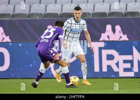 LaPresse - Jennifer Lorenzini 13. Januar 2021 Firenza (Italien) Sport Soccer Fiorentina - Inter Italian Football Cup 2020/2021 - achte Runde - "Artemio Franchi" Stadion im Bild: Perisc, Venuti Stockfoto